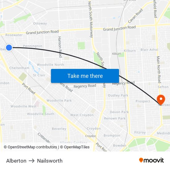 Alberton to Nailsworth map