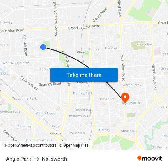 Angle Park to Nailsworth map