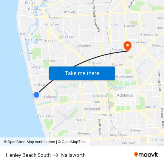 Henley Beach South to Nailsworth map