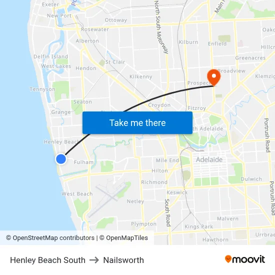 Henley Beach South to Nailsworth map