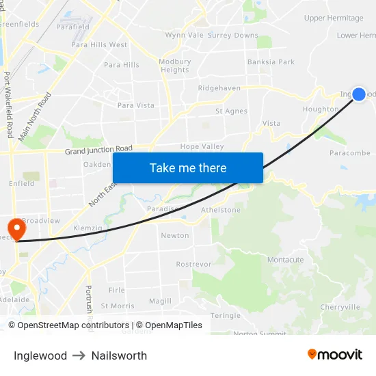 Inglewood to Nailsworth map