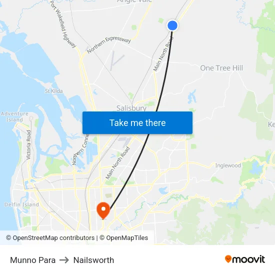 Munno Para to Nailsworth map