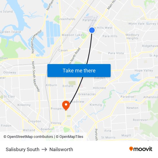 Salisbury South to Nailsworth map