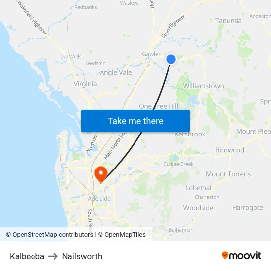 Kalbeeba to Nailsworth map