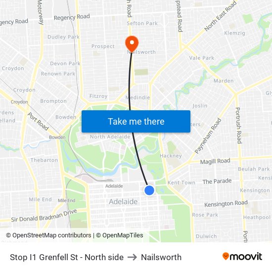 Stop I1 Grenfell St - North side to Nailsworth map