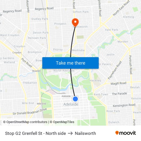 Stop G2 Grenfell St - North side to Nailsworth map