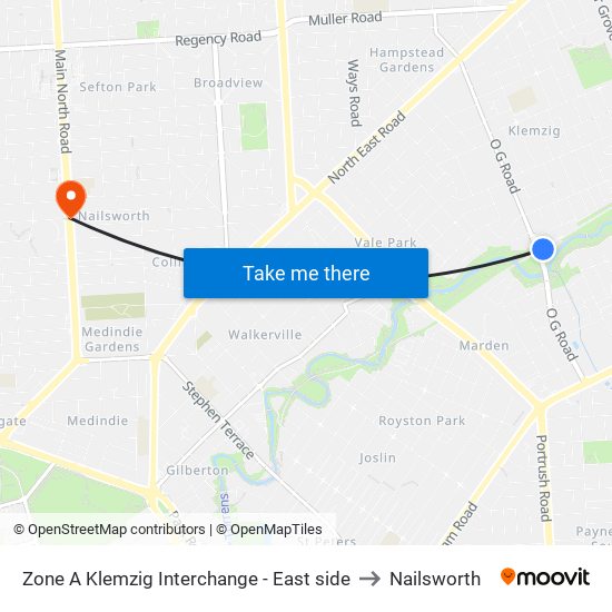 Zone A Klemzig Interchange - East side to Nailsworth map