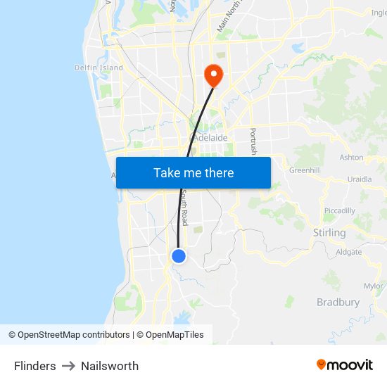 Flinders to Nailsworth map