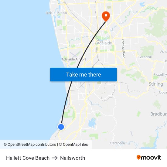 Hallett Cove Beach to Nailsworth map