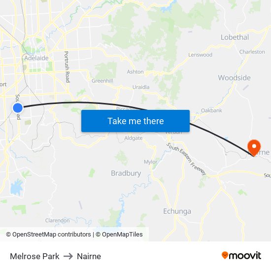 Melrose Park to Nairne map