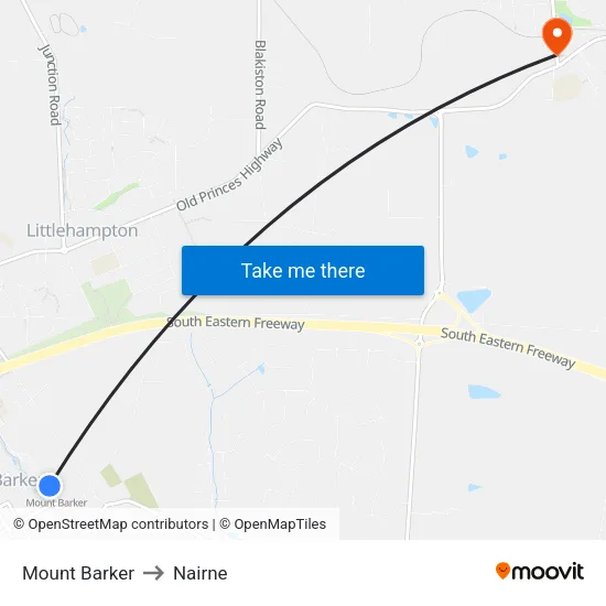Mount Barker to Nairne map