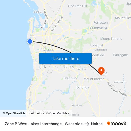 Zone B West Lakes Interchange - West side to Nairne map