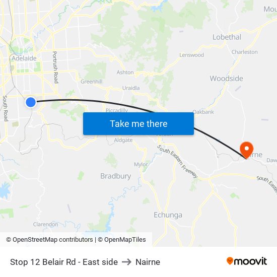 Stop 12 Belair Rd - East side to Nairne map