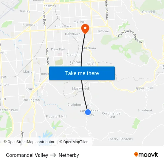 Coromandel Valley to Netherby map