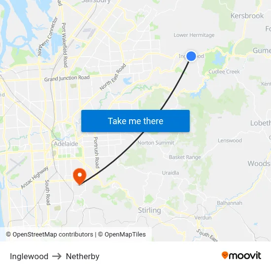 Inglewood to Netherby map