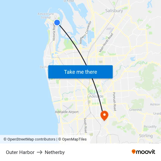 Outer Harbor to Netherby map