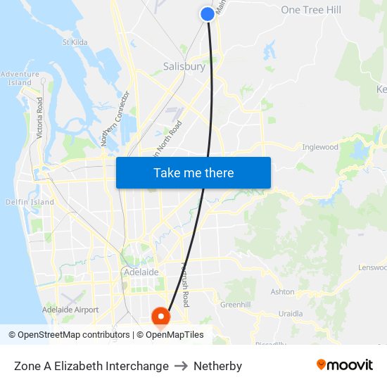 Zone A Elizabeth Interchange to Netherby map