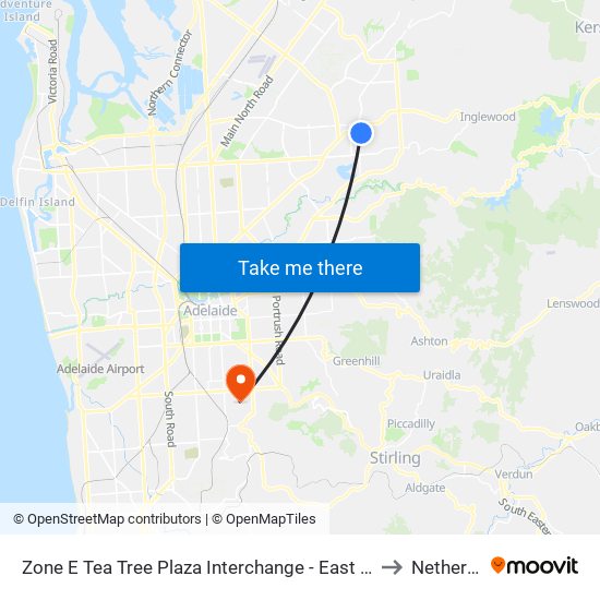 Zone E Tea Tree Plaza Interchange - East side to Netherby map