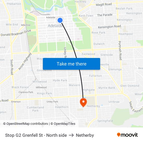 Stop G2 Grenfell St - North side to Netherby map