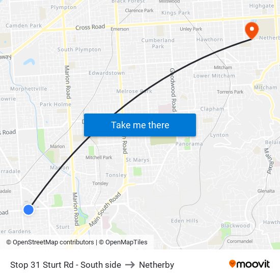 Stop 31 Sturt Rd - South side to Netherby map