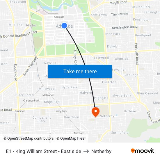 E1 - King William Street - East side to Netherby map