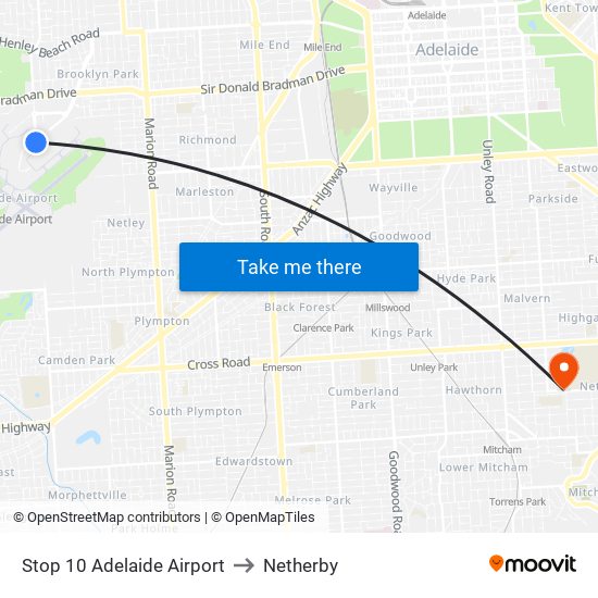 Stop 10 Adelaide Airport to Netherby map