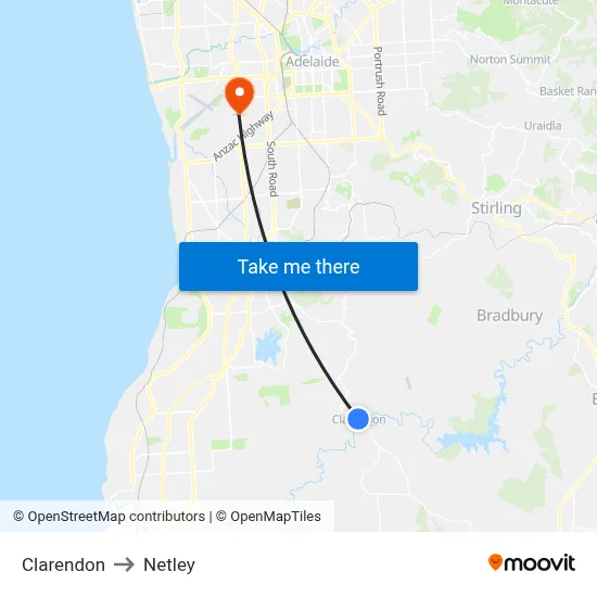 Clarendon to Netley map