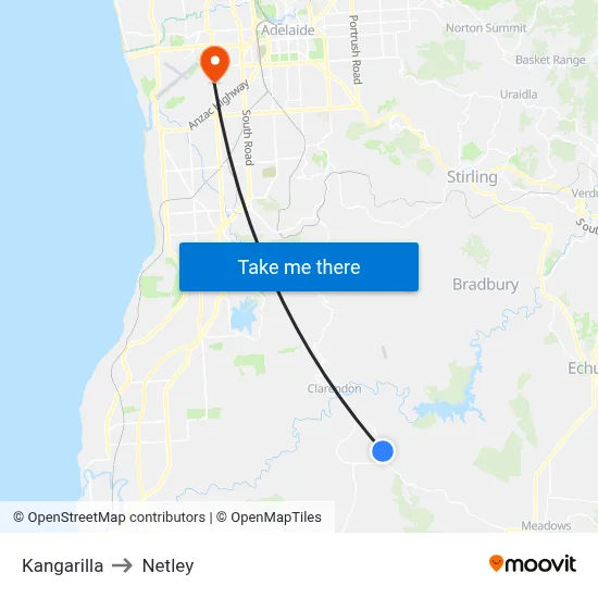 Kangarilla to Netley map