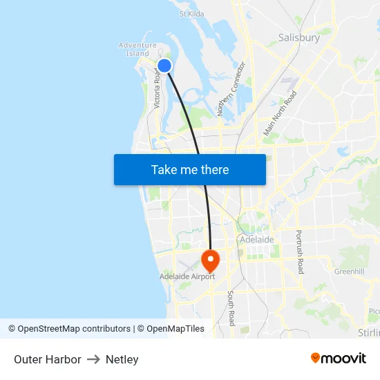 Outer Harbor to Netley map