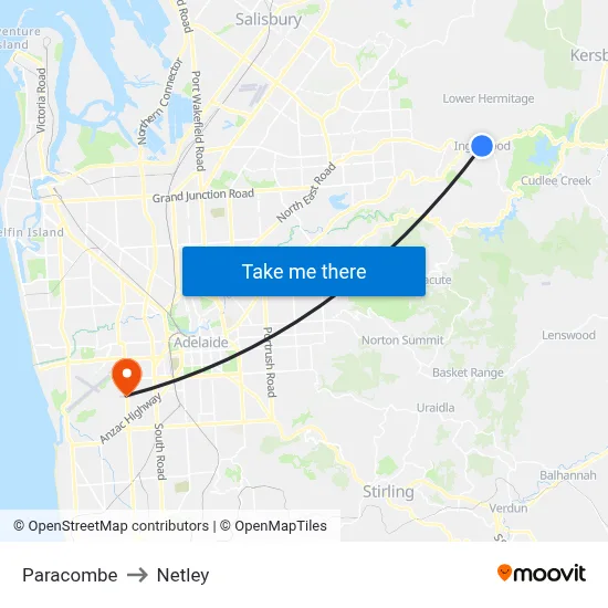 Paracombe to Netley map