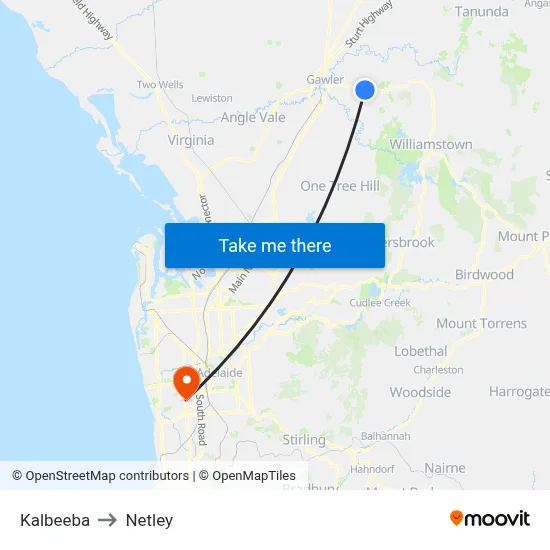Kalbeeba to Netley map