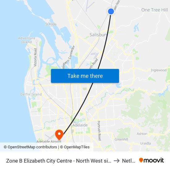 Zone B Elizabeth City Centre - North West side to Netley map