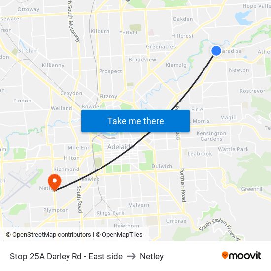 Stop 25A Darley Rd - East side to Netley map