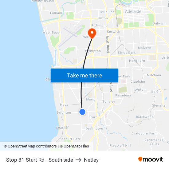 Stop 31 Sturt Rd - South side to Netley map