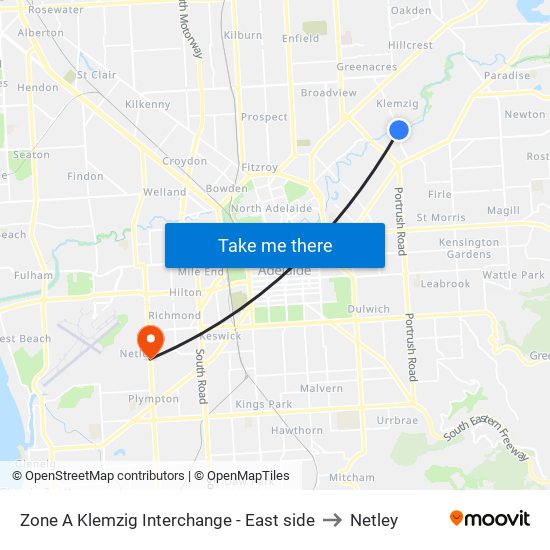 Zone A Klemzig Interchange - East side to Netley map