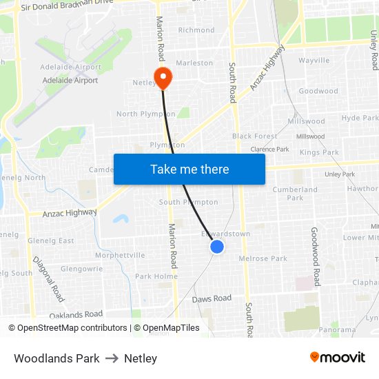 Woodlands Park to Netley map