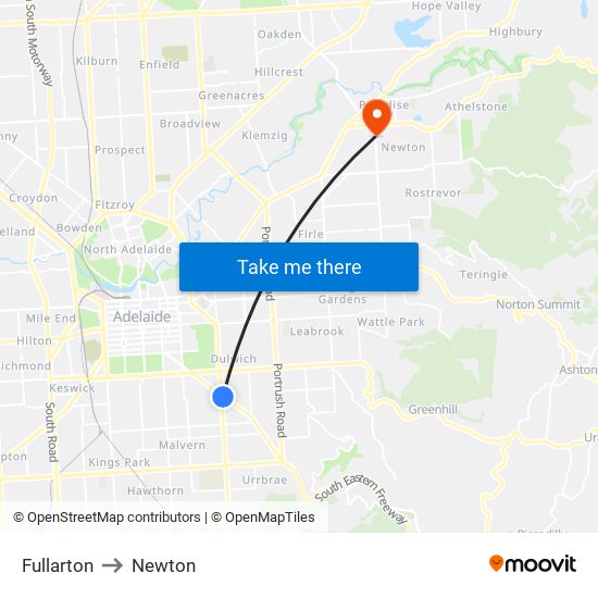 Fullarton to Newton map