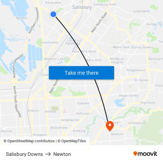 Salisbury Downs to Newton map