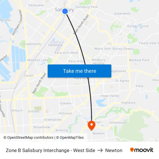 Zone B Salisbury Interchange - West Side to Newton map