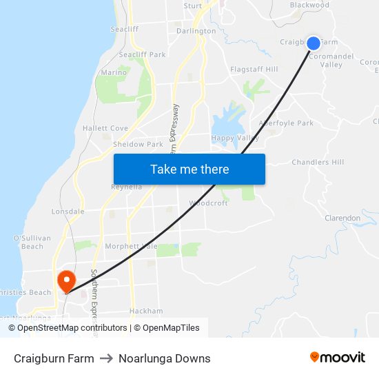 Craigburn Farm to Noarlunga Downs map