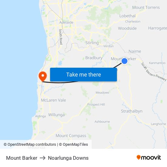 Mount Barker to Noarlunga Downs map