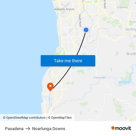 Pasadena to Noarlunga Downs map