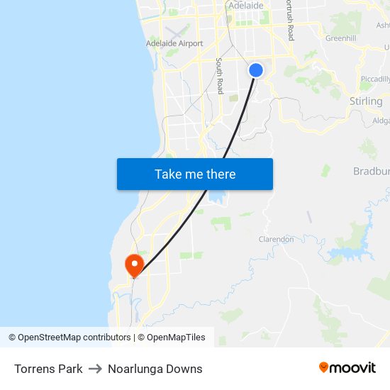 Torrens Park to Noarlunga Downs map