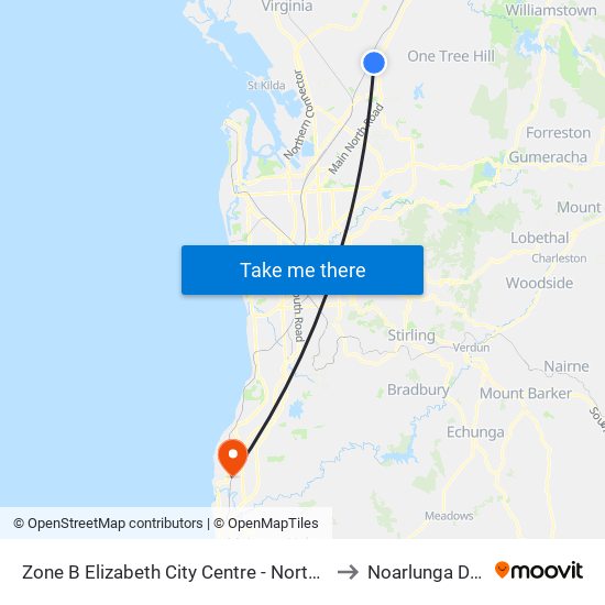 Zone B Elizabeth City Centre - North West side to Noarlunga Downs map