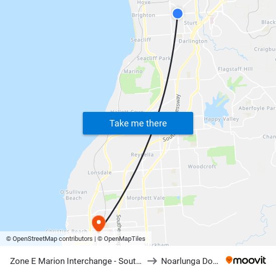Zone E Marion Interchange - South side to Noarlunga Downs map