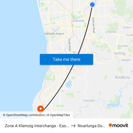 Zone A Klemzig Interchange - East side to Noarlunga Downs map