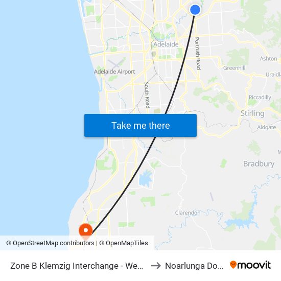 Zone B Klemzig Interchange - West side to Noarlunga Downs map