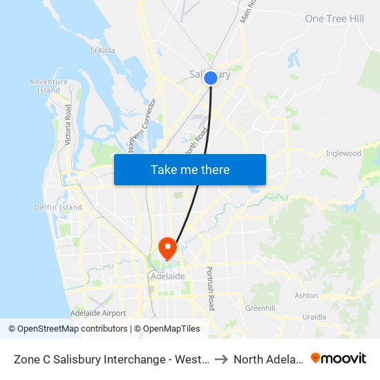 Zone C Salisbury Interchange - West Side to North Adelaide map