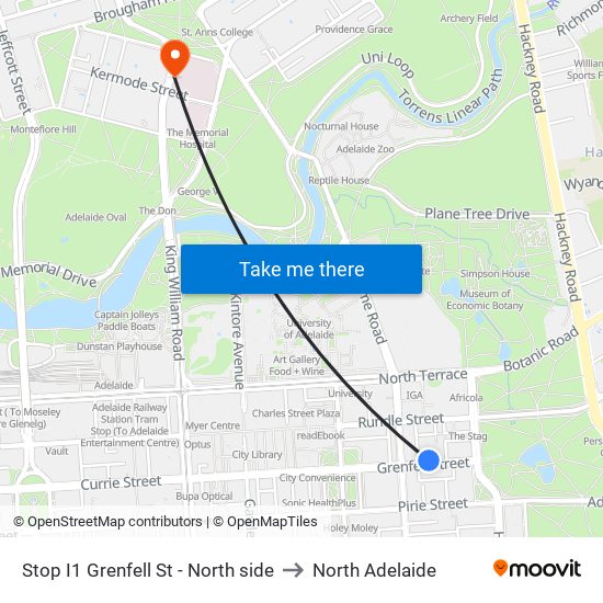 Stop I1 Grenfell St - North side to North Adelaide map