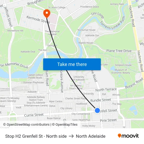 Stop H2 Grenfell St - North side to North Adelaide map